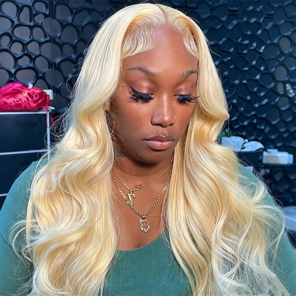 613 Blonde Body Wave Lace Front Wig - Peluca con frente de encaje, color
