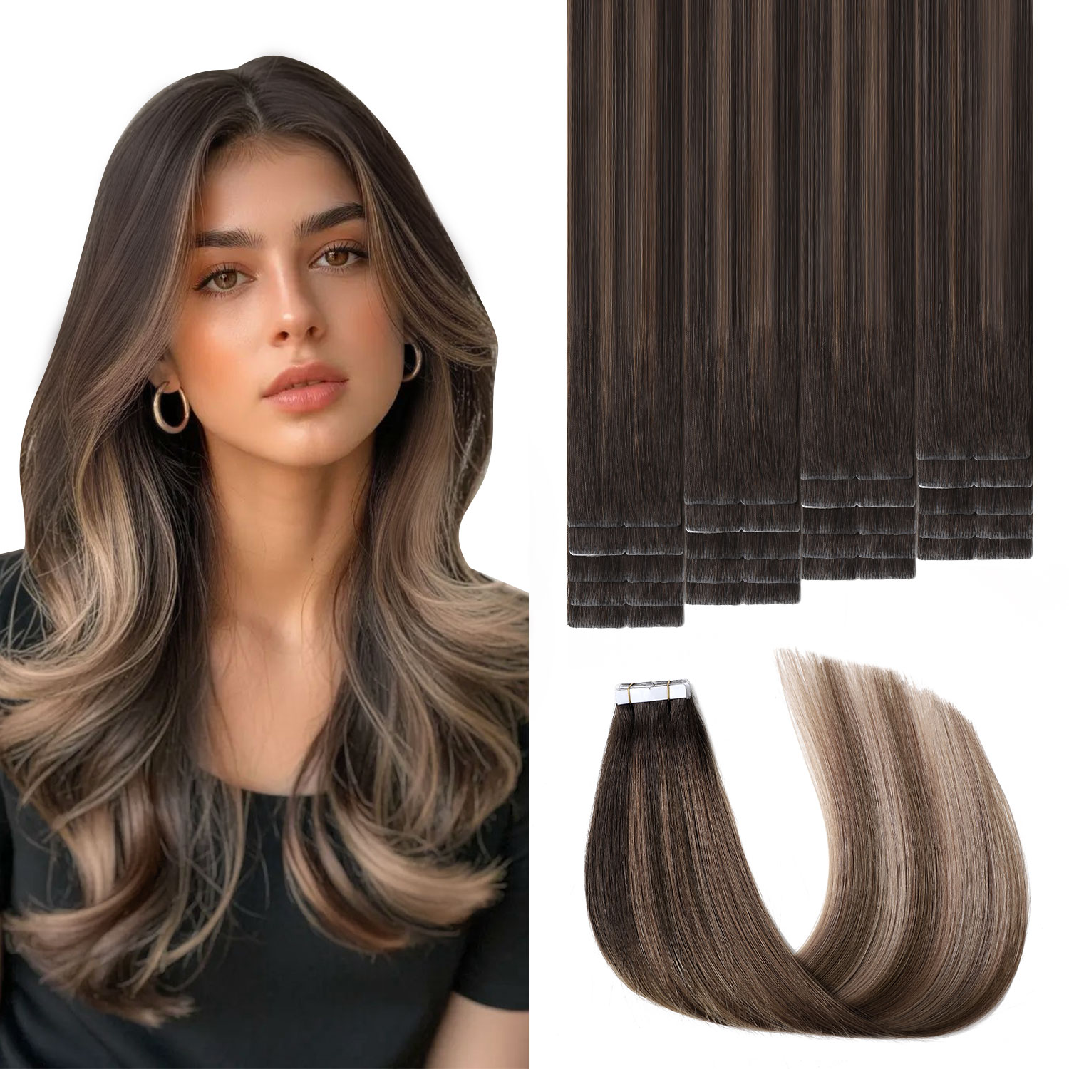 Invisible Tape In Extensions Real Hair - Extensiones de Cabello con Cinta Invisible