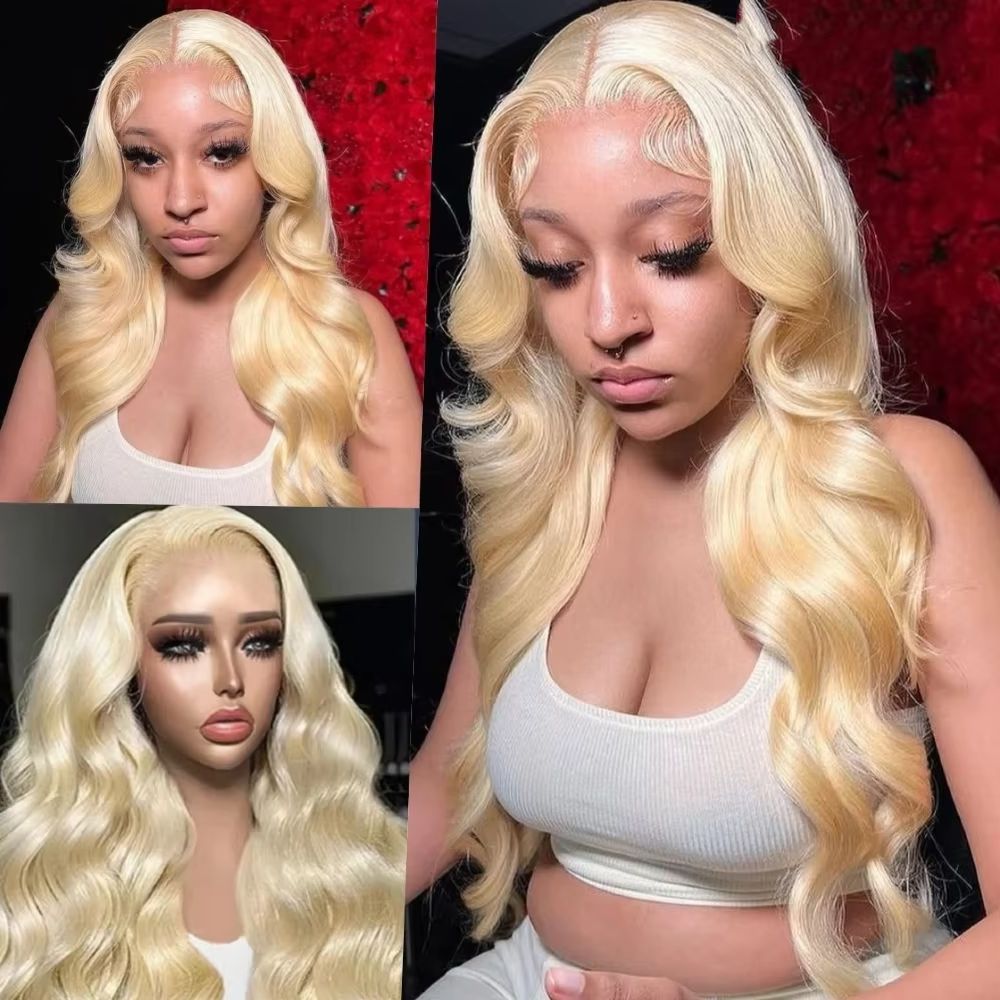 613 Blonde Body Wave Lace Front Wig - 46 pulgadas # Pelucas de cabello