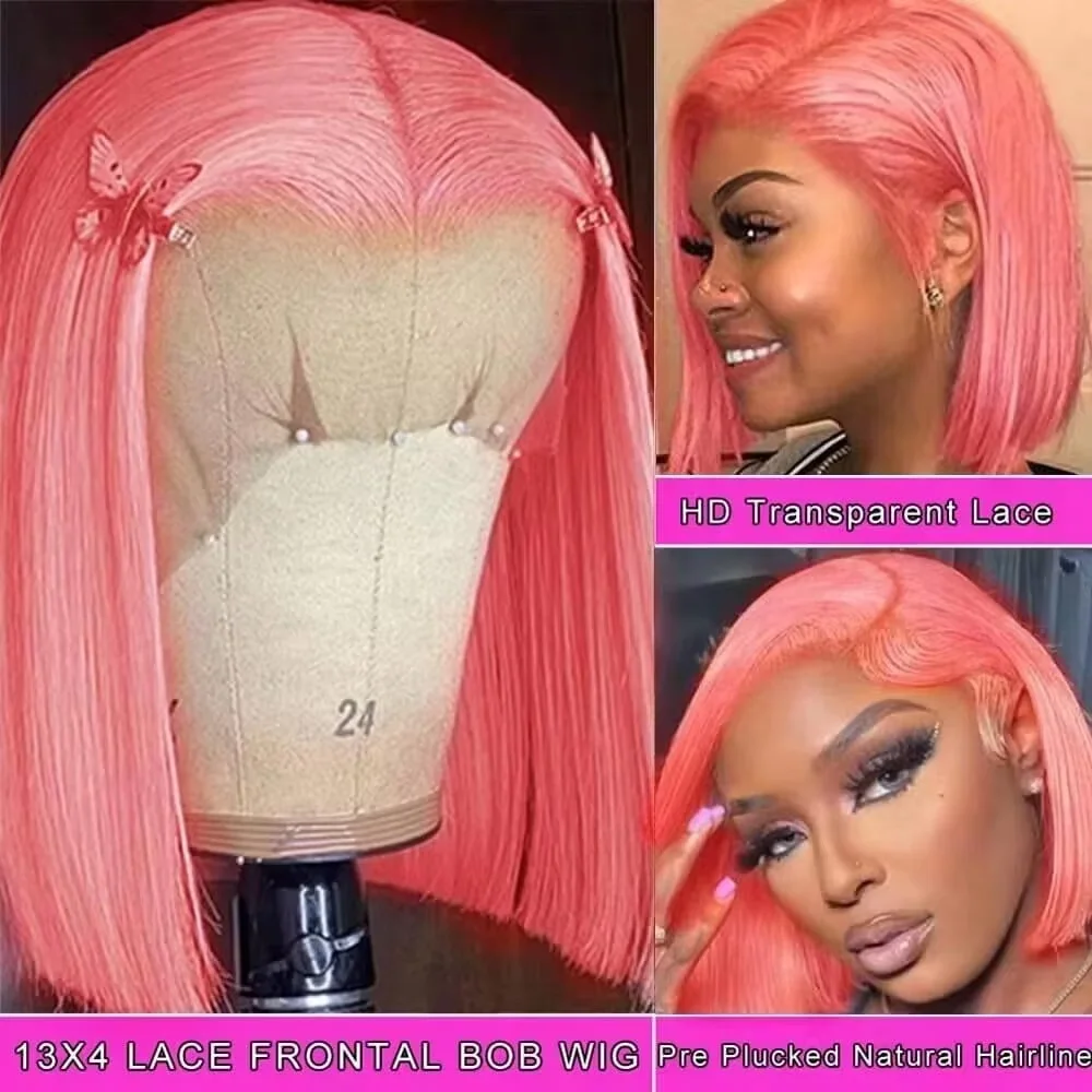 Pre Parted 13X4 Lace Front Bob Wig - Peluca de cabello humano de 10