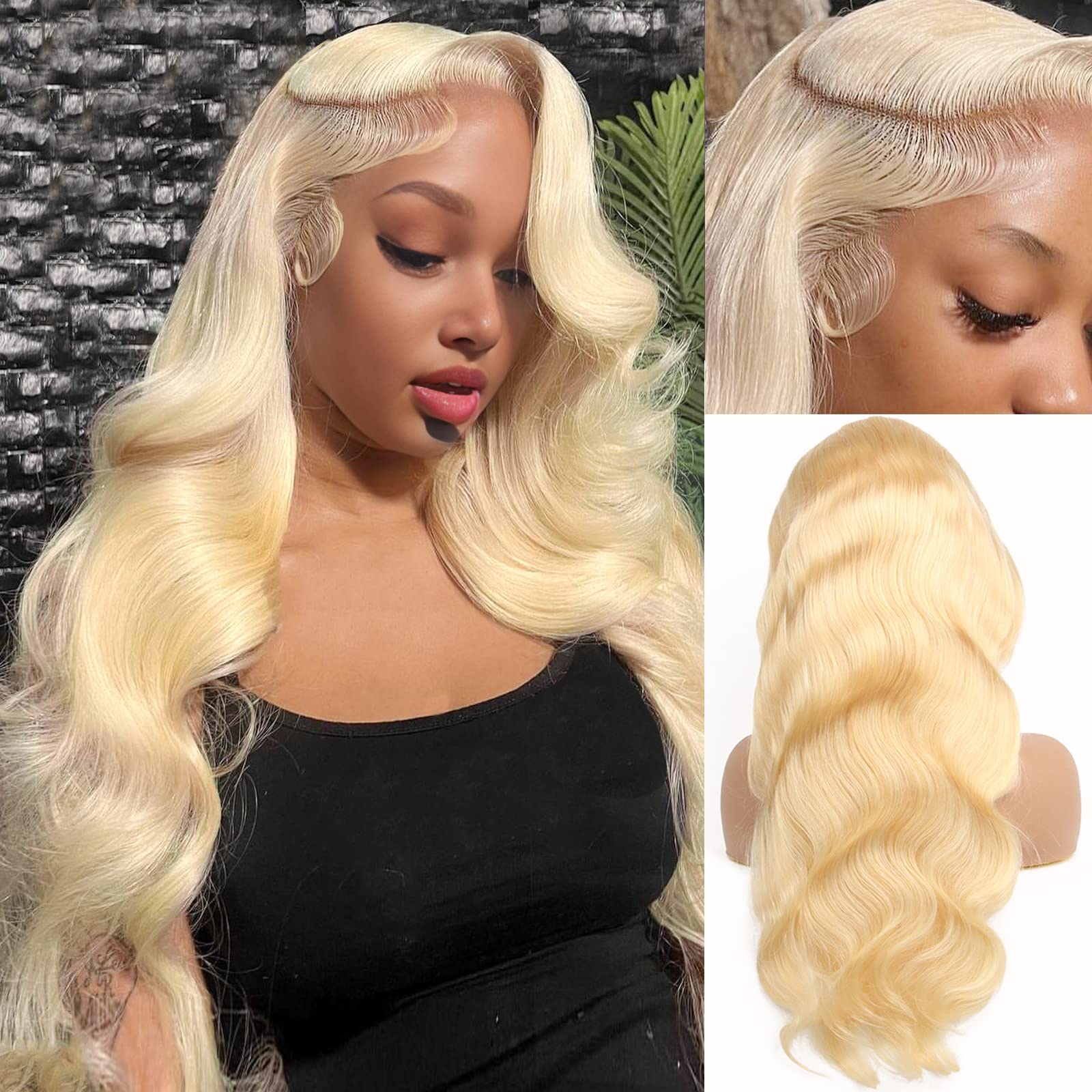 613 Blonde Body Wave Lace Front Wig - Peluca de Cabello Humano Rubio Ondulado